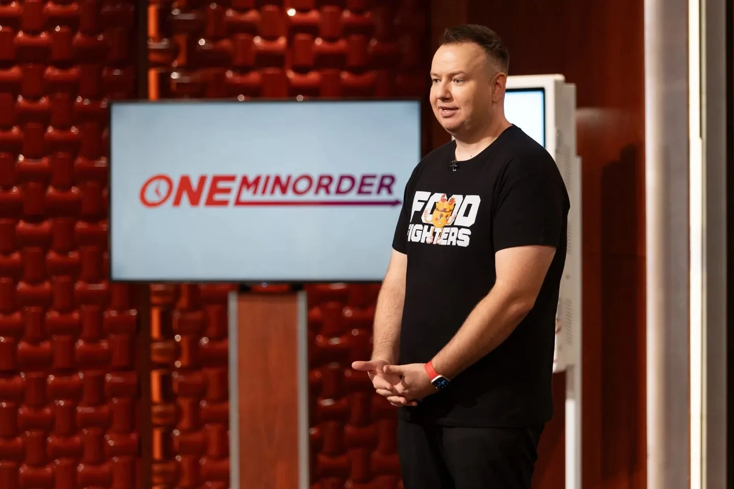Person presenting at Shark Tank